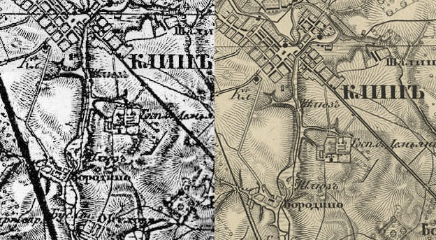 двухверстка (1см=840м) Шуберта Московской губернии 1860 образец фрагмент