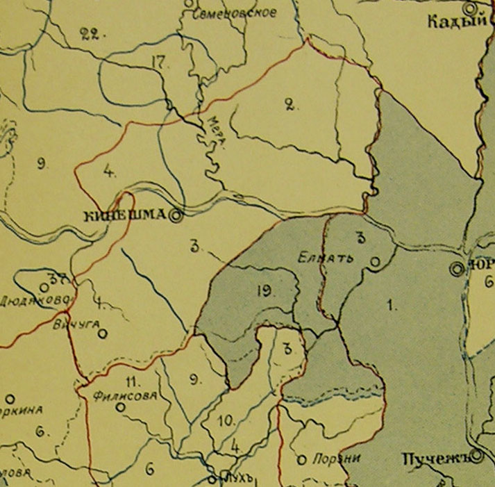 старый Кинешемский уезд границы и станы
