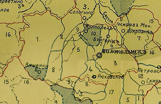 Границы станов старого Волоколамского уезда в 17 веке