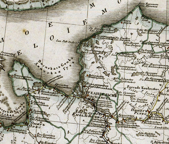карта Архангельского уезда 1821 года