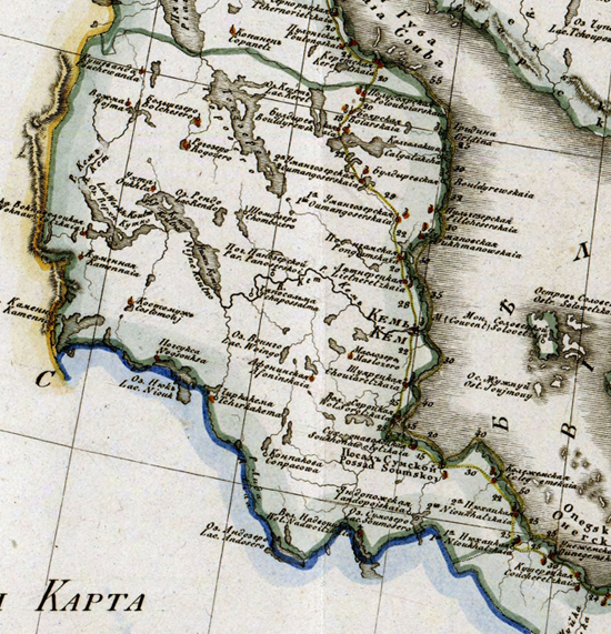 карта Кемского уезда 1821 года
