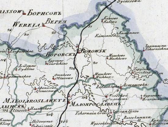 карта Боровского уезда 1821 года