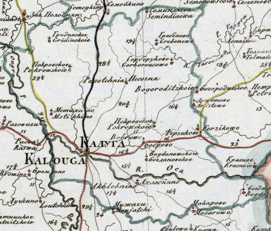 карта Калужского уезда 1821 года
