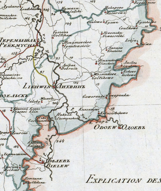 карта Лихвинского уезда 1821 года