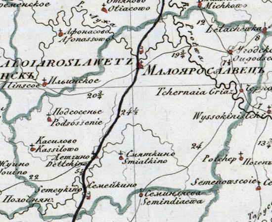 карта Малоярославецкого уезда 1821 года