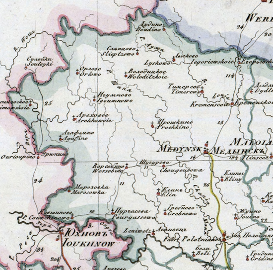 карта Медынского уезда 1821 года