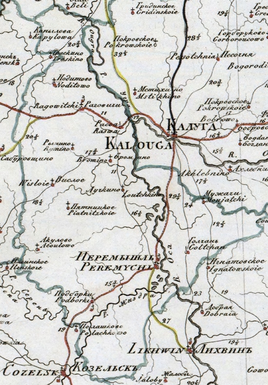карта Перемышльского уезда 1821 года