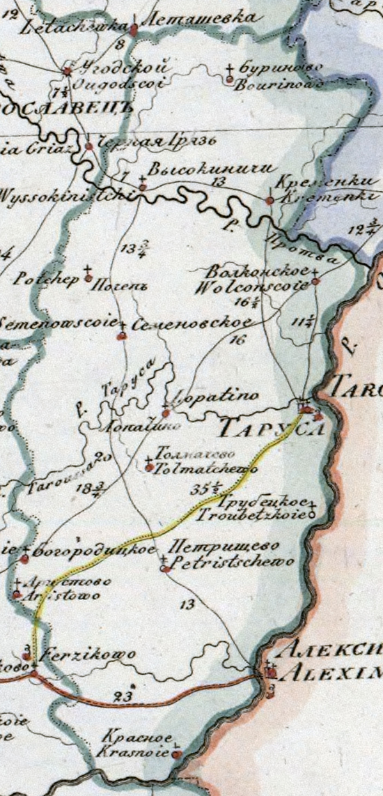 карта Тарусского уезда 1821 года