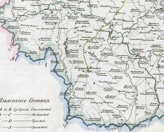 карта Жиздринского уезда 1821 года