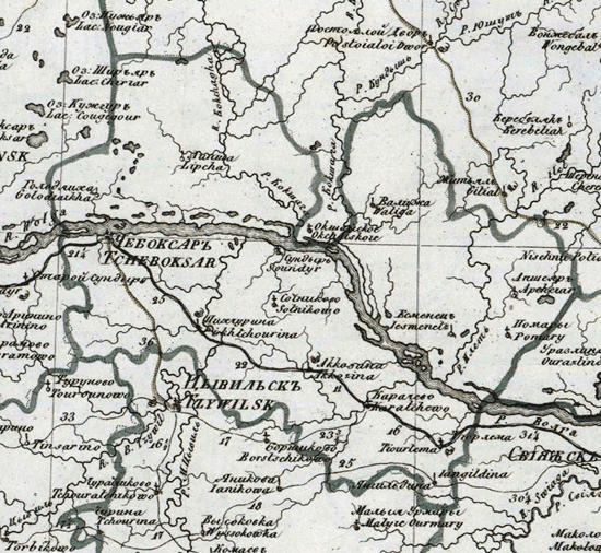 карта Чебоксарского уезда 1821 года