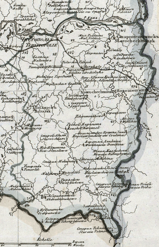 карта Чистопольского уезда 1821 года