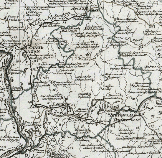 карта Лаишевского уезда 1821 года