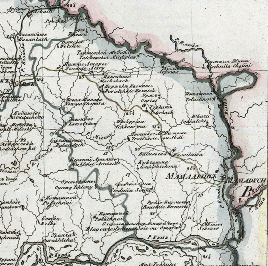 карта Свияжского уезда 1821 года