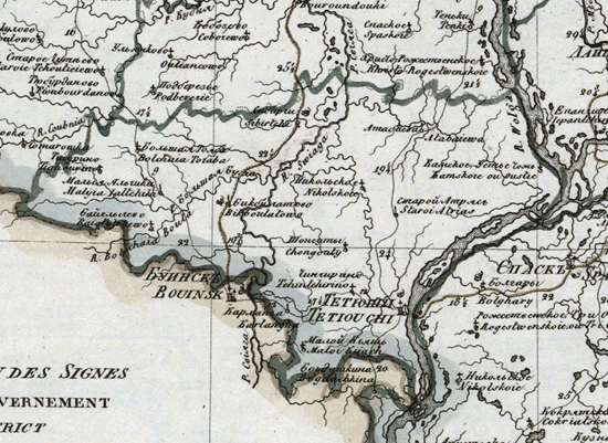 карта Тетюшского уезда 1821 года