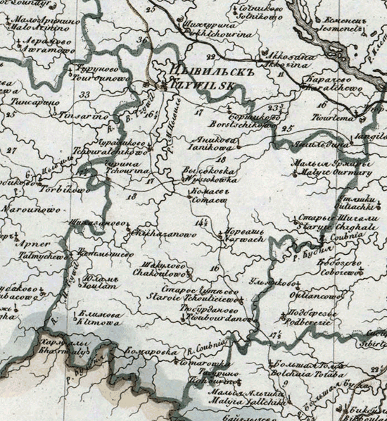карта Цивильского уезда 1821 года