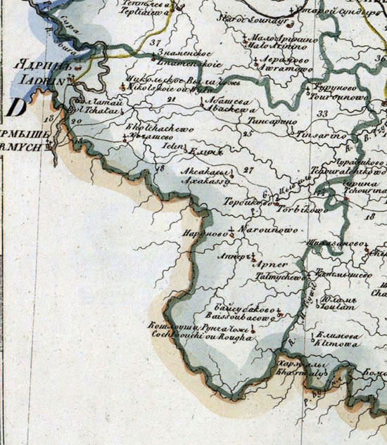 карта Ядринского уезда 1821 года