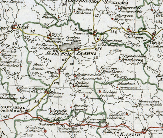 карта Галичского уезда 1821 года