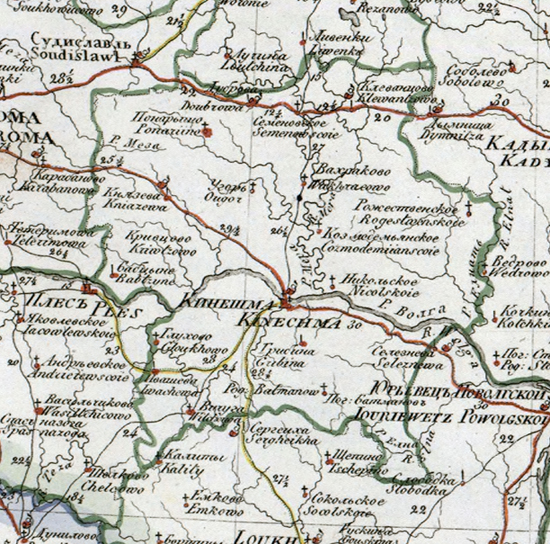 карта Кинешемского уезда 1821 года