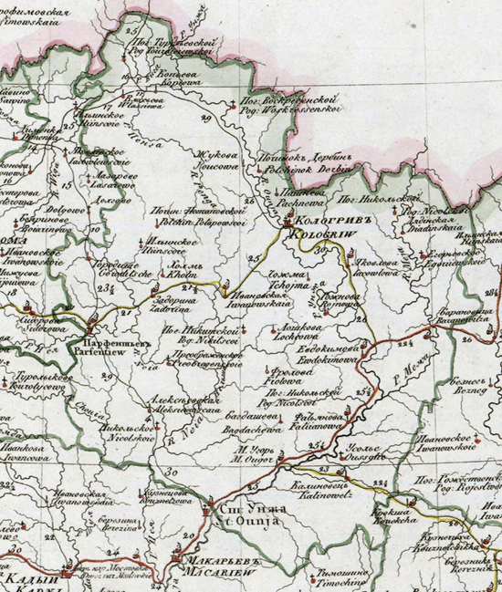 карта Кологривского уезда 1821 года