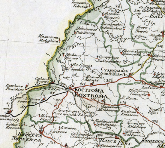 карта Костромского уезда 1821 года