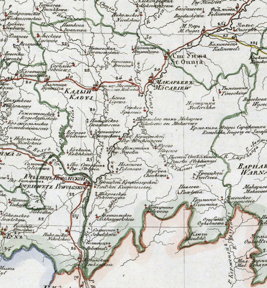 карта Макарьевского уезда 1821 года