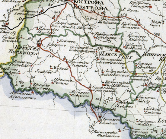 карта Нерехтского уезда 1821 года