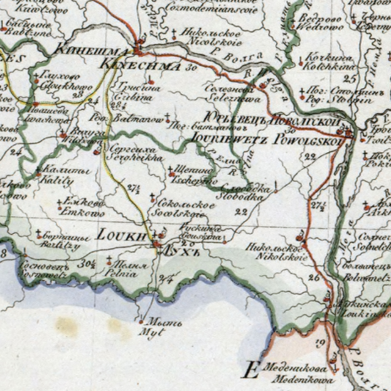 карта Юрьевецкого уезда 1821 года