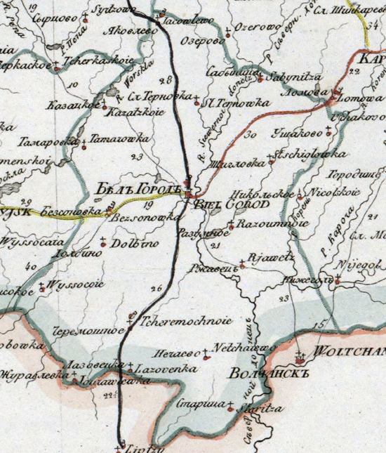 карта Белгородского уезда 1821 года
