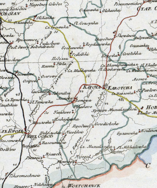 карта Корочанского уезда 1821 года