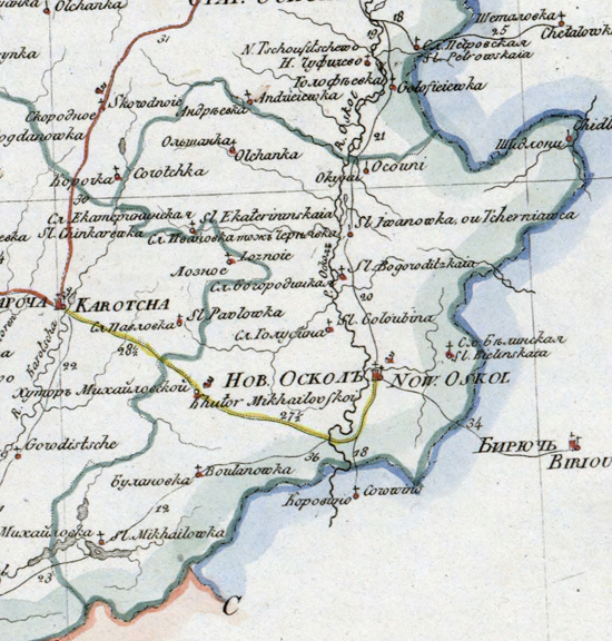 карта Новооскольского уезда 1821 года