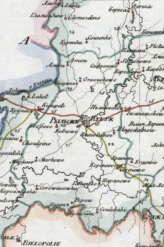 карта Рыльского уезда 1821 года