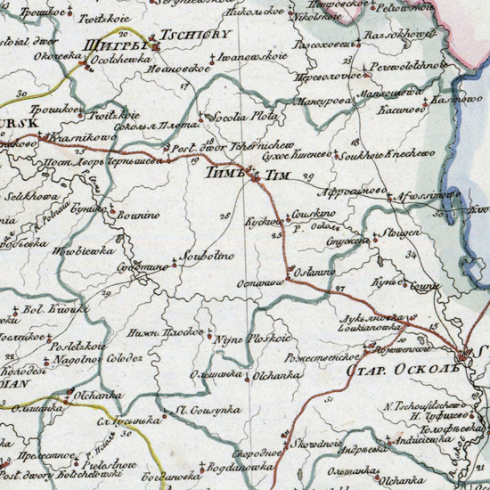 карта Тимского уезда 1821 года