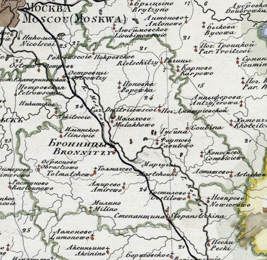 карта Бронницкого уезда 1821 года