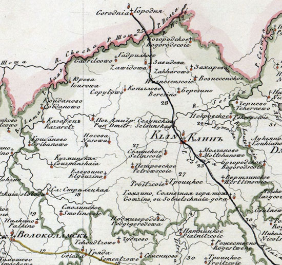карта Клинского уезда 1821 года