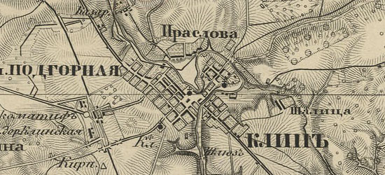 фрагмент карты Шуберта Клинского уезда 1860 года