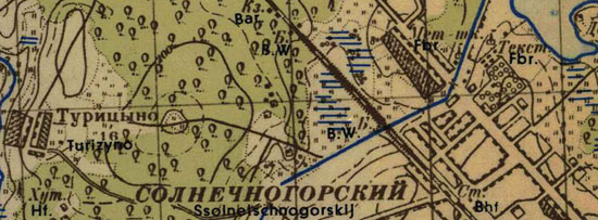 фрагмент Клинского уезда на немецкой карте 1940 года