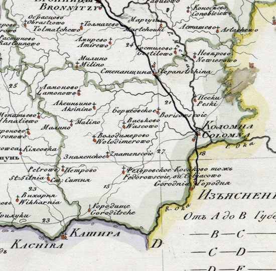 карта Коломенского уезда 1821 года