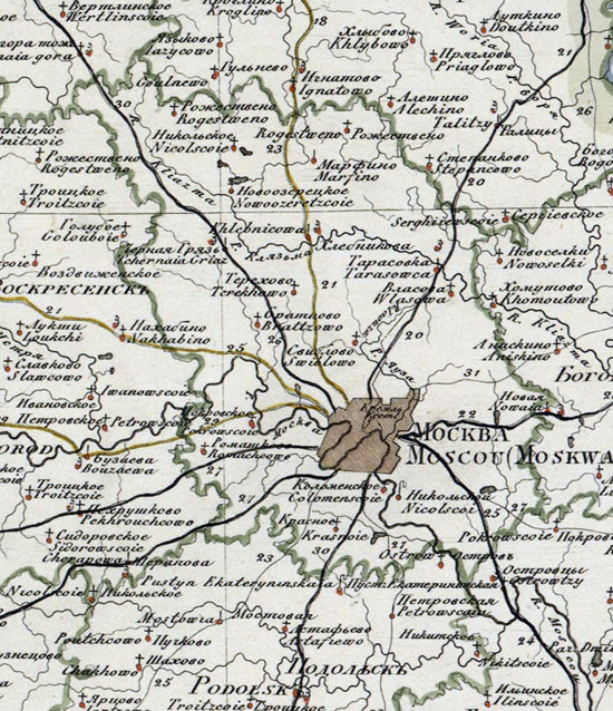 карта Московского уезда 1821 года