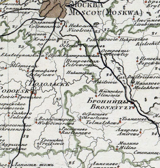 карта бывшей территории Никитского уезда 1821 года