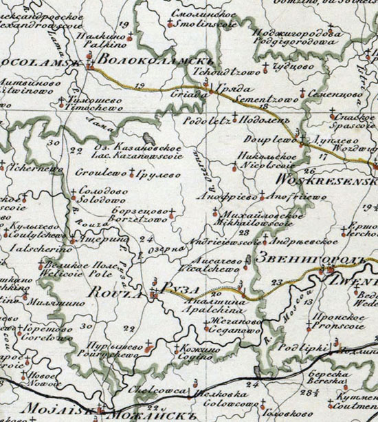 карта Рузского уезда 1821 года