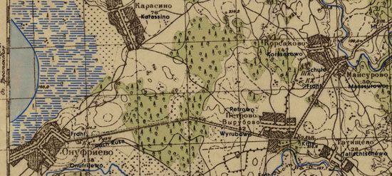 фрагмент Рузского уезда на немецкой карте 1940 года