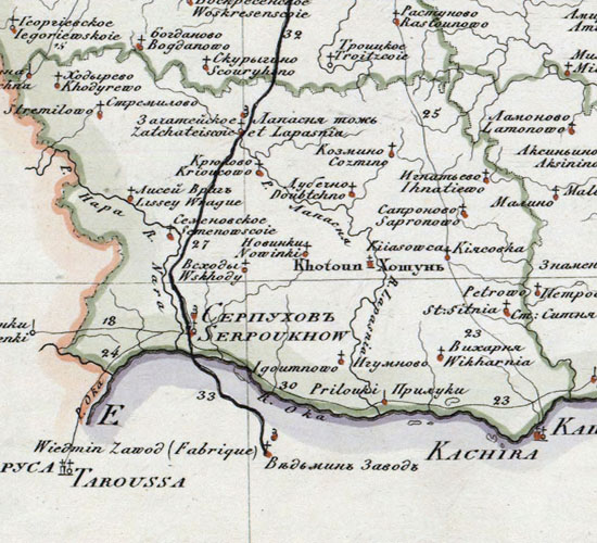 карта Серпуховского уезда 1821 года