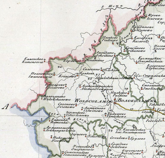карта Волоколамского уезда 1821 года