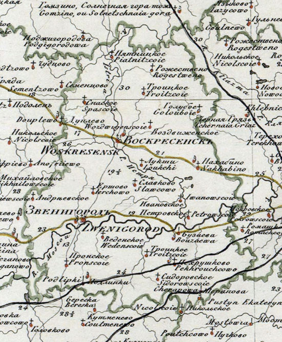 карта Звенигородского уезда 1821 года