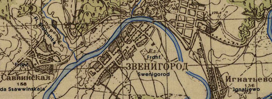 образец Звенигородского уезда на немецкой карте 1940 года