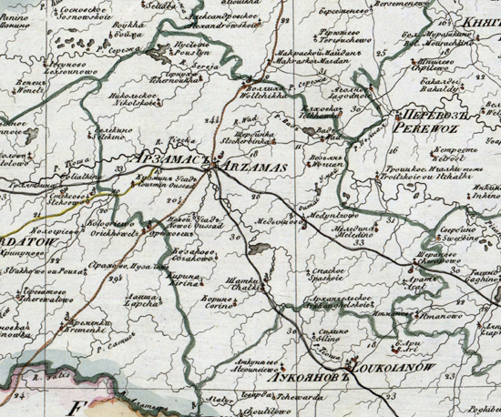 карта Арзамасского уезда 1821 года