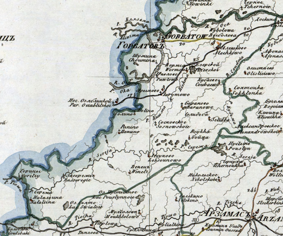 карта Горбатовского уезда 1821 года