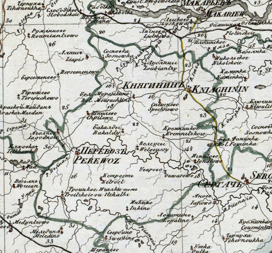 карта Княгининского уезда 1821 года