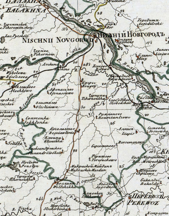 карта Нижегородского уезда 1821 года