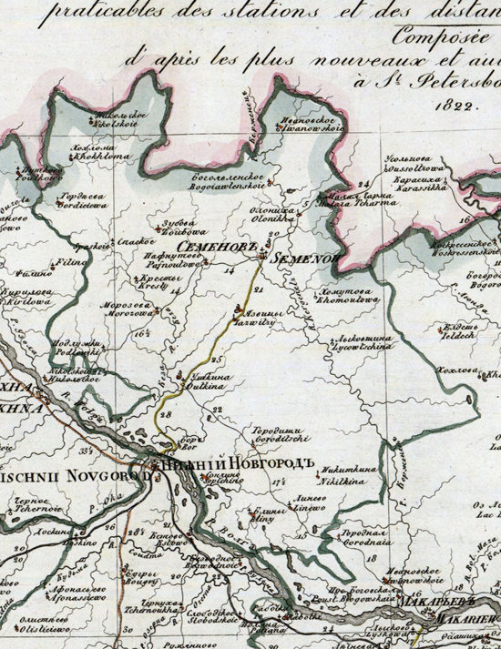 карта Семеновского уезда 1821 года